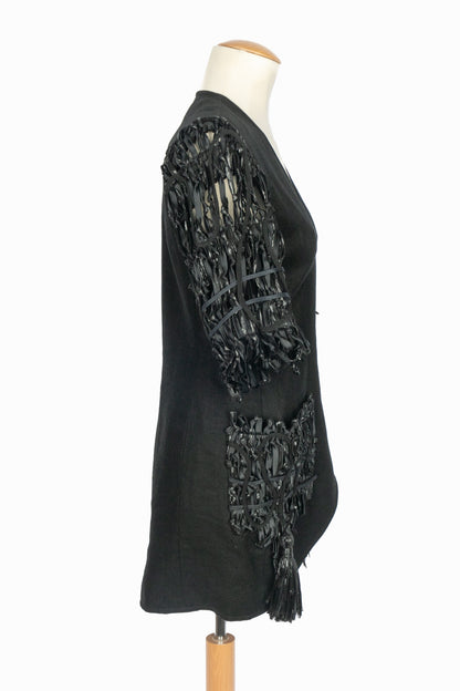 Veste en lin noir Christian Lacroix 1990's