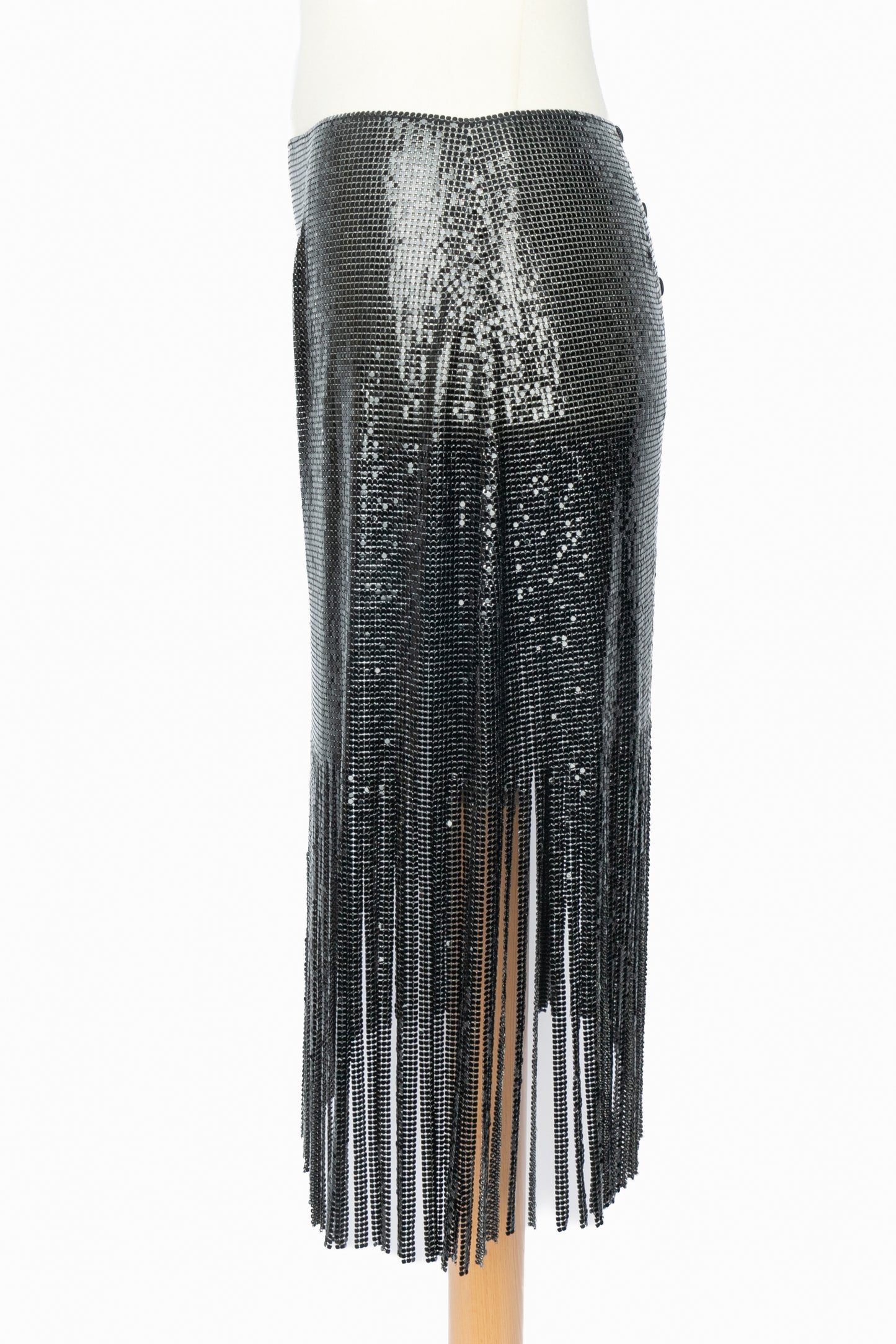 Jupe métallique noire Paco Rabanne