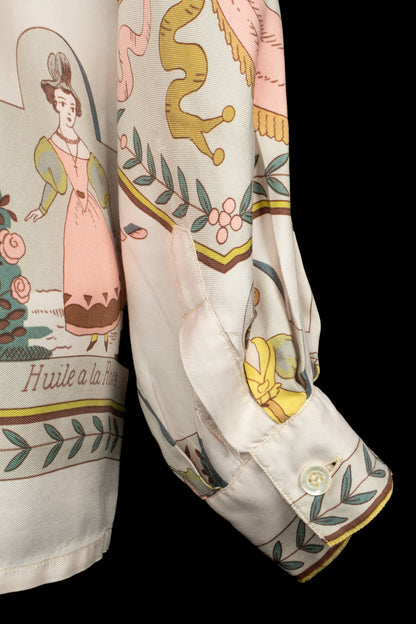 Chemise en soie "Huile Rafraichissante à l'usage de la Toilette parfumée" Hermès