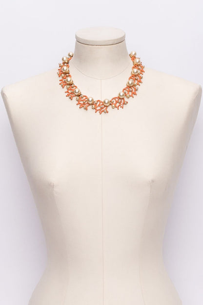 Collier corail en métal émaillé