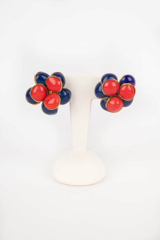 Boucles d'oreilles fleurs Gripoix