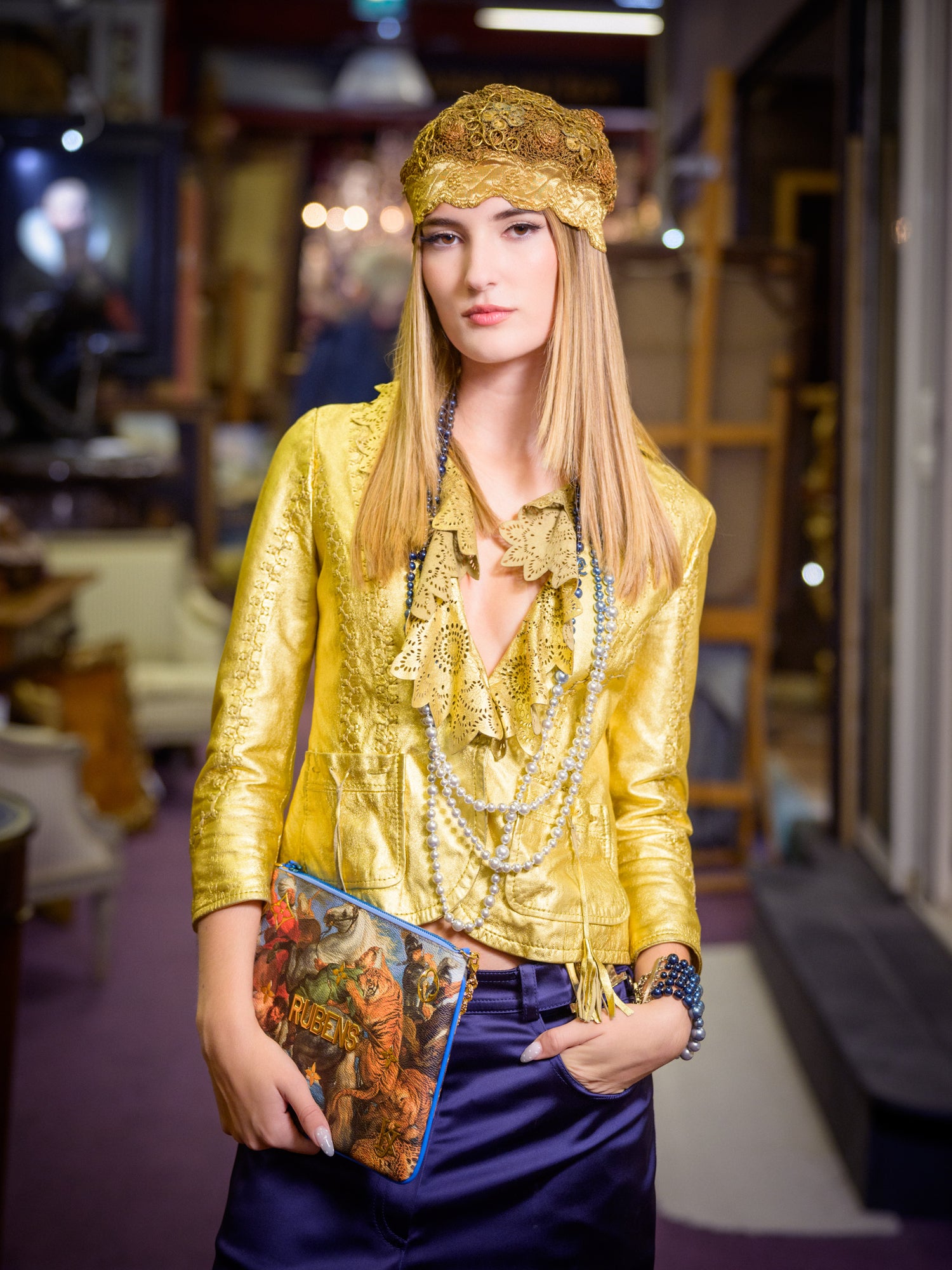 Cavalli golden leather jacket Spring 2006