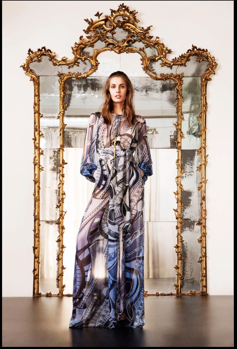 Robe en soie bleue Emilio Pucci Pre Fall 2013