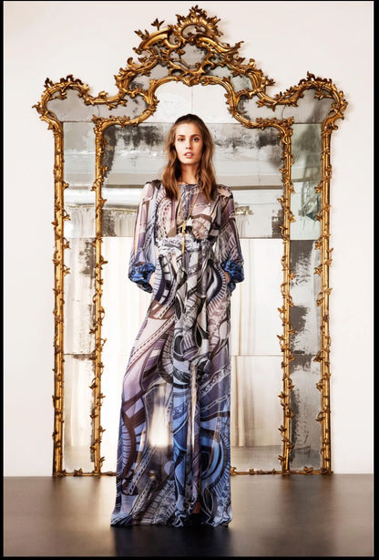 Robe en soie bleue Emilio Pucci Pre Fall 2013