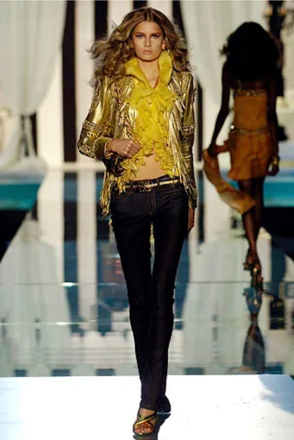 Cavalli golden leather jacket