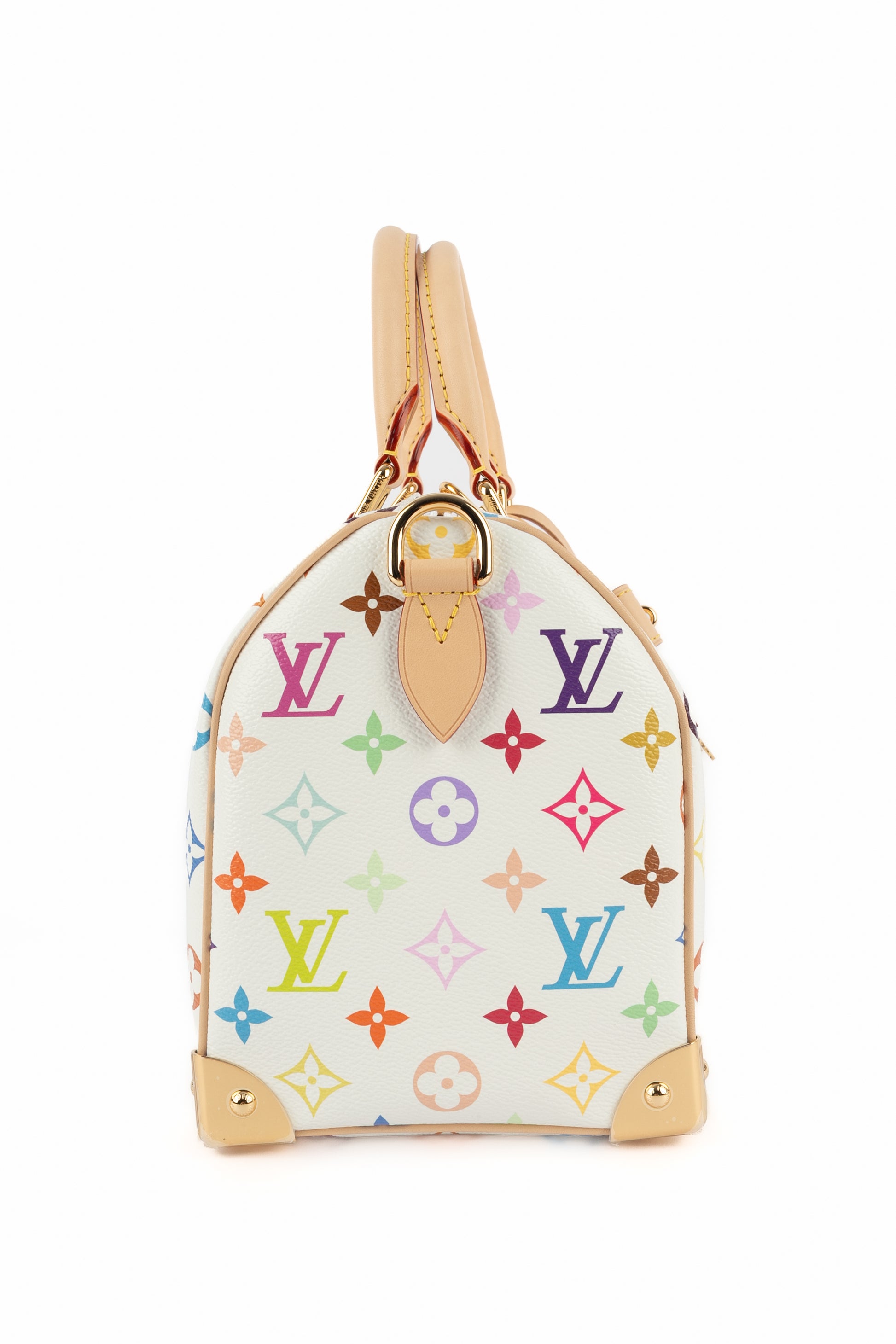 Takashi Murakami White Louis Vuitton Bag With Colored Letters
