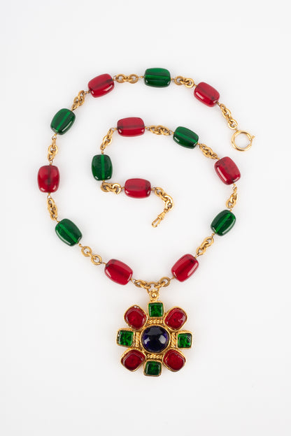 Collier en pâte de verre Chanel 1990's