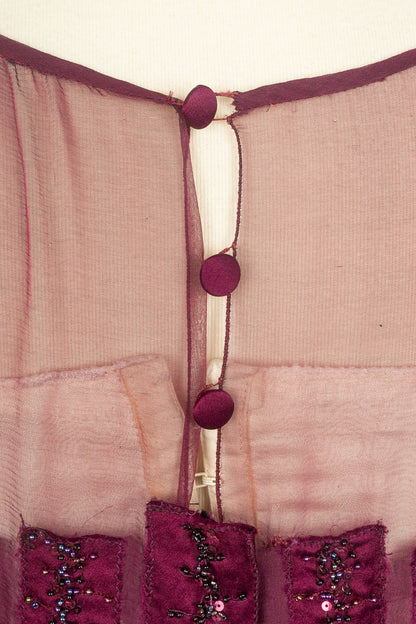 Robe ancienne en soie violette