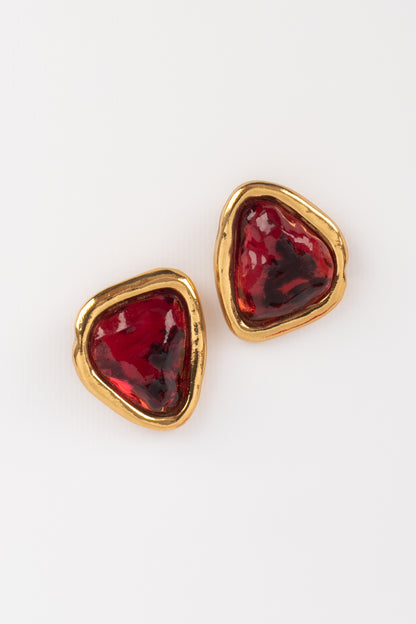 Boucles d'oreilles rouges Yves Saint Laurent