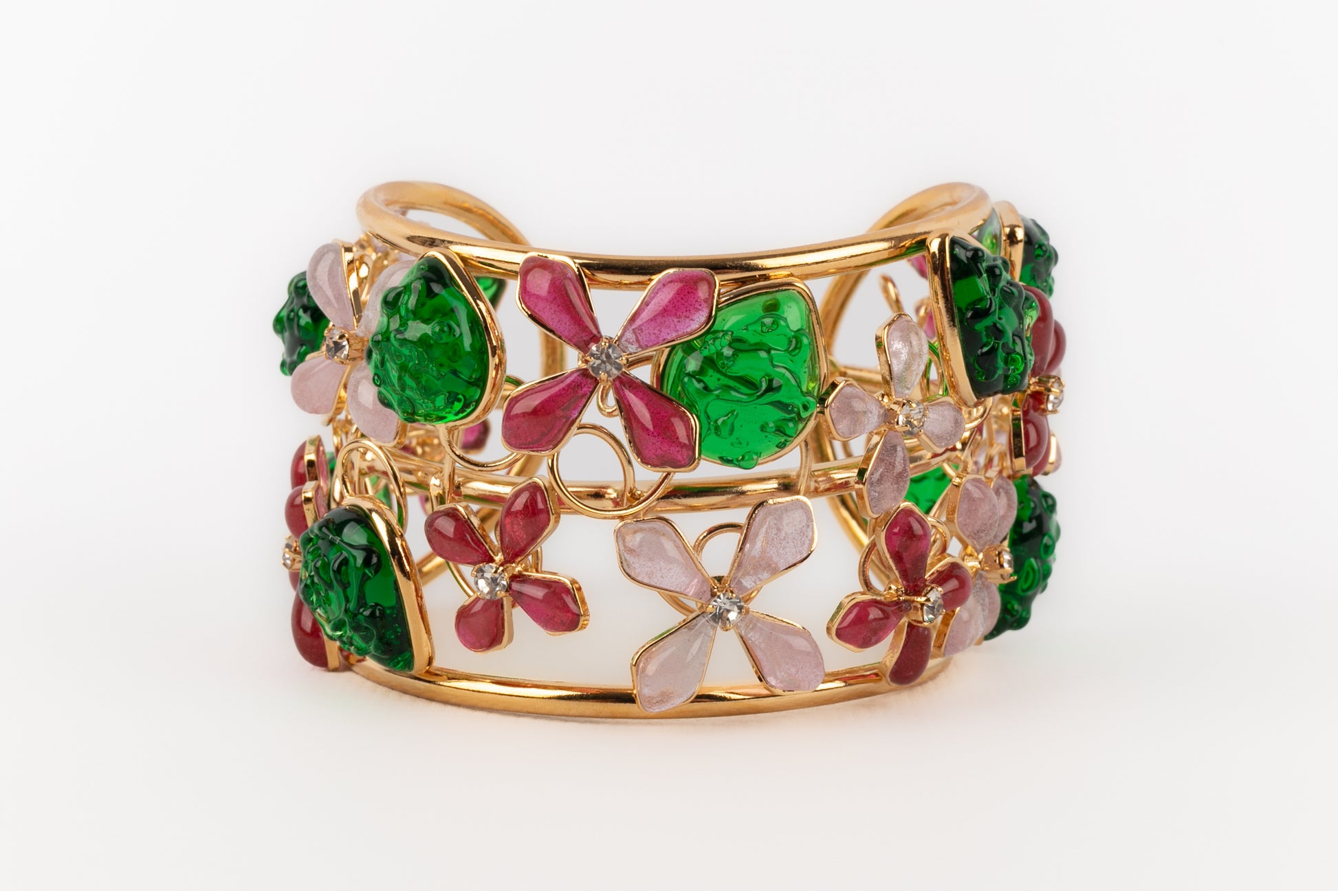 Bracelet de fleurs roses Augustine