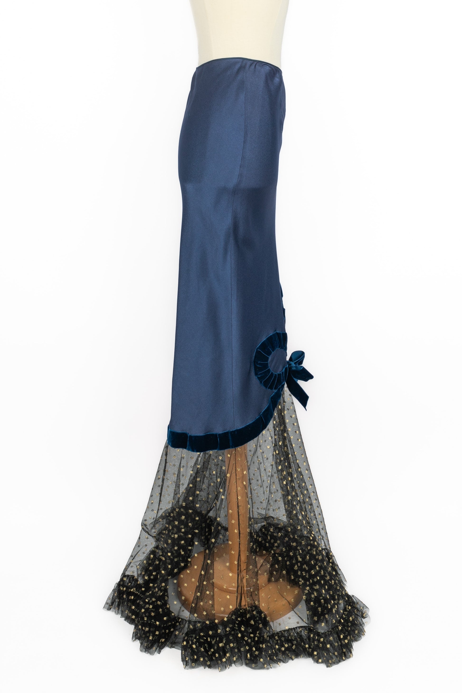 Jupe longue en soie Galliano 