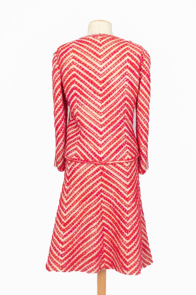 Tailleur rouge et blanc Chanel Haute Couture