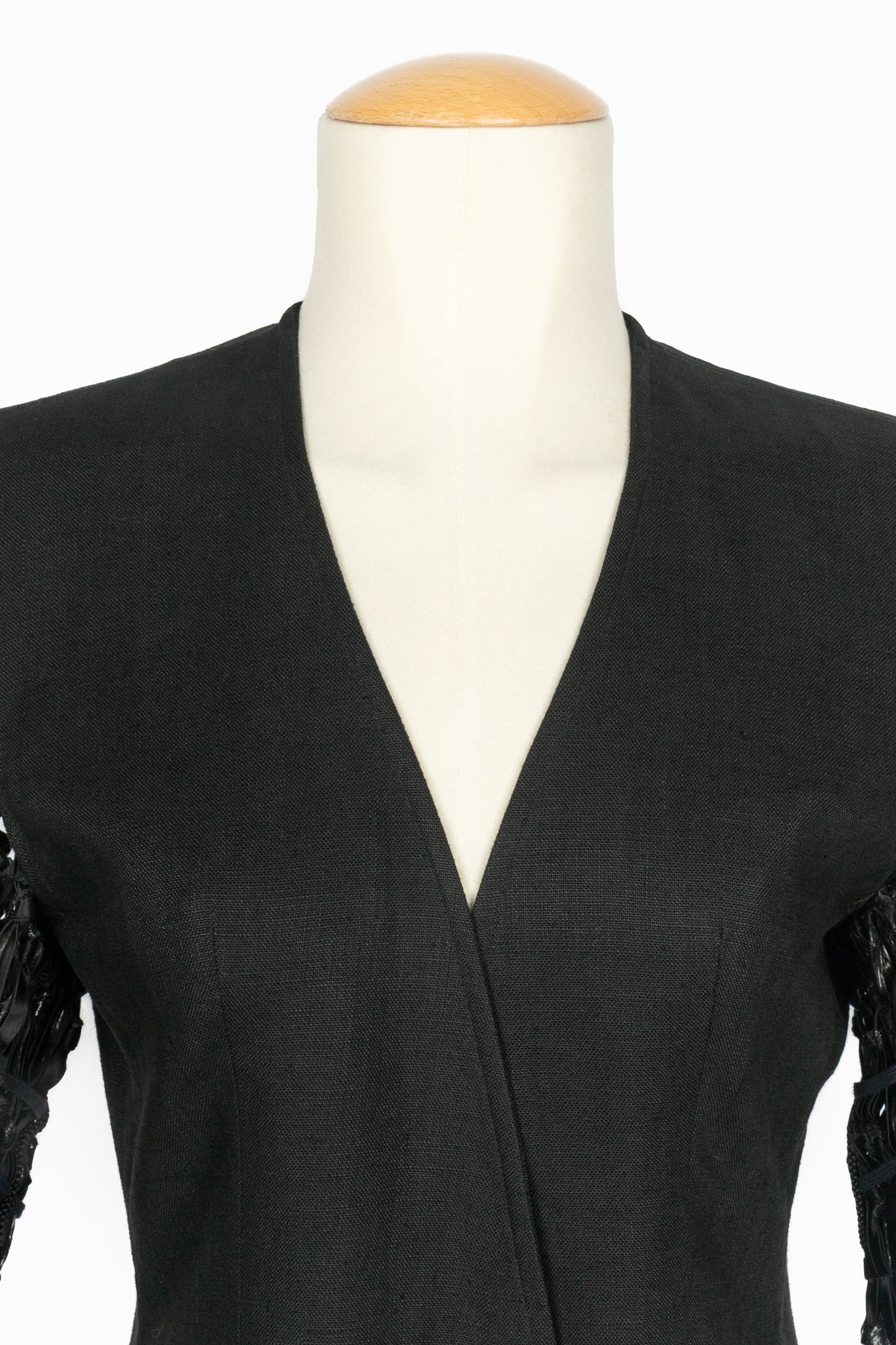 Veste en lin noir Christian Lacroix 1990's