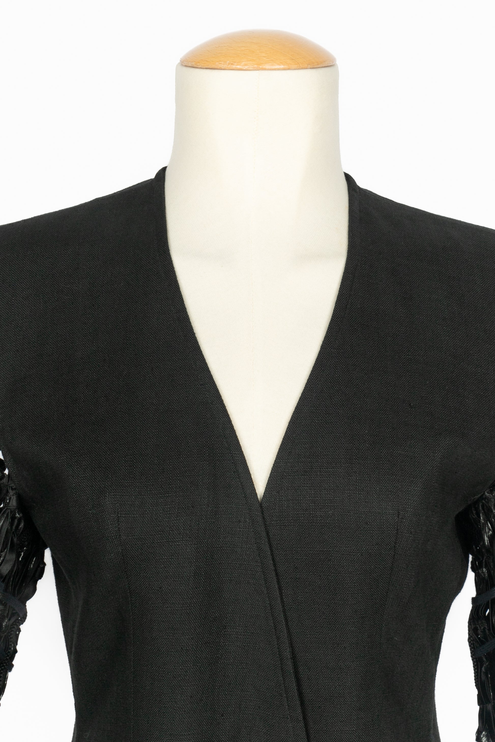 Veste en lin noir Christian Lacroix 1990's