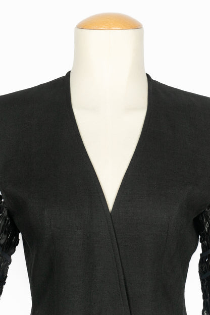 Veste en lin noir Christian Lacroix 1990's