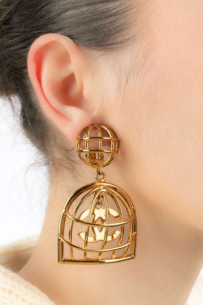 Iconiques boucles d'oreilles "cages" Chanel 1993