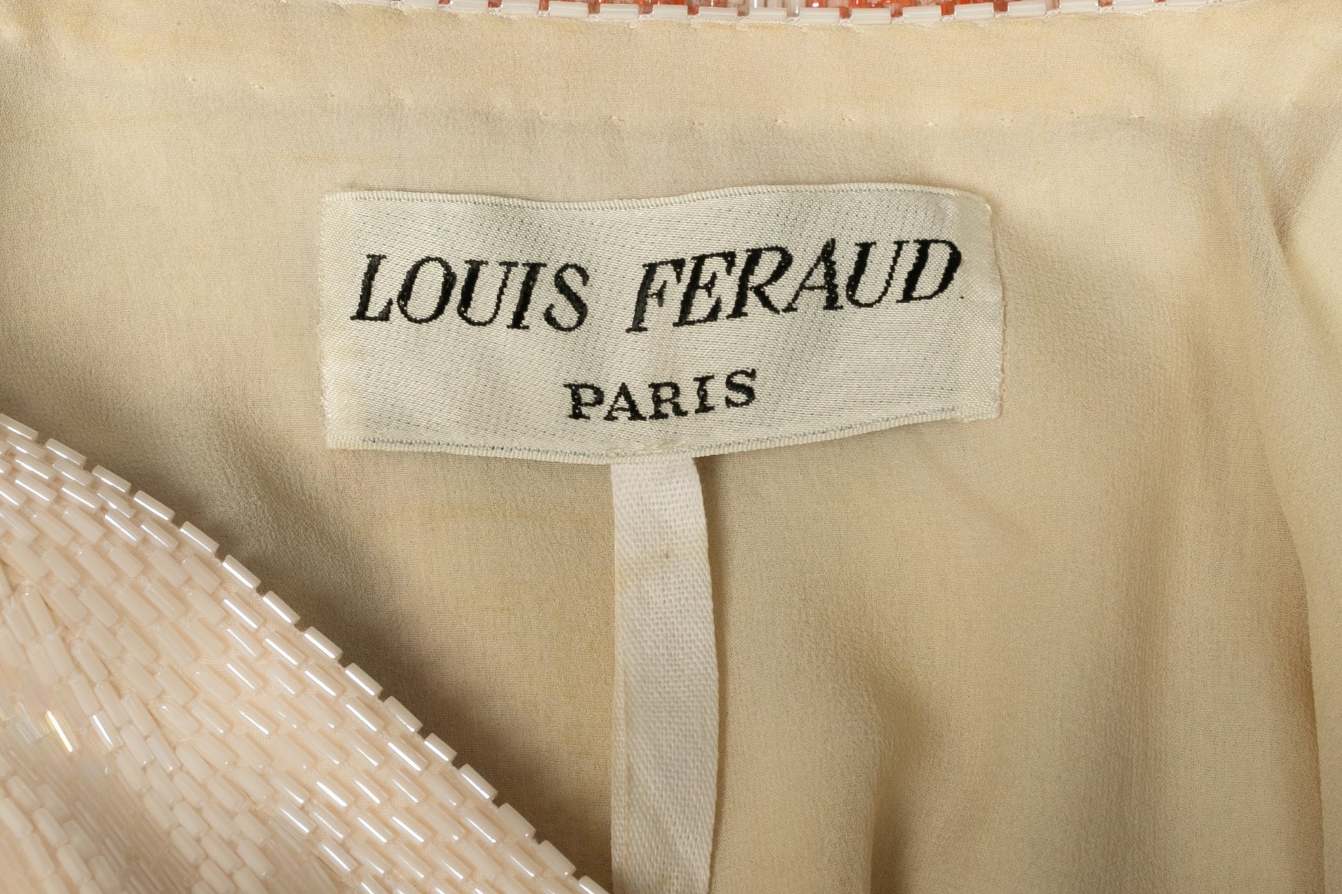 Haut perlé blanc et corail Louis Féraud Haute Couture 