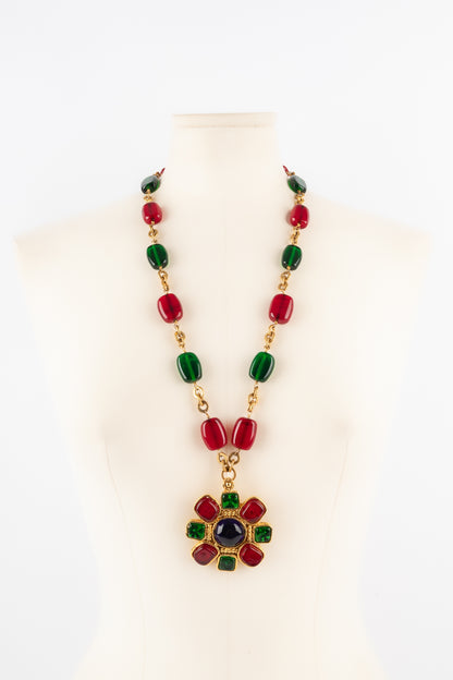 Collier en pâte de verre Chanel 1990's