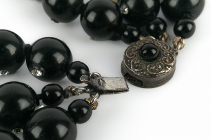 Collier de perles bakelite noire