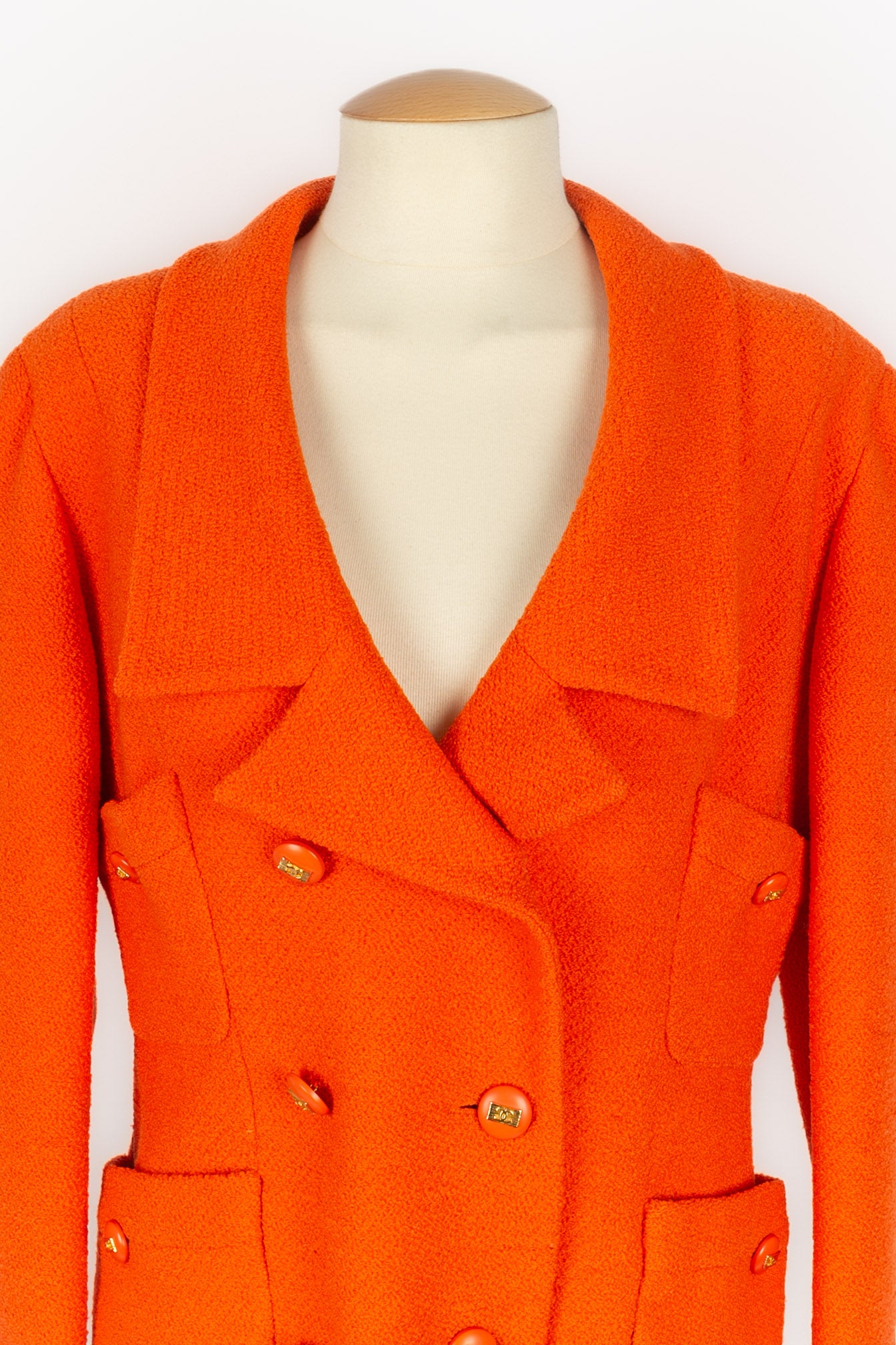 Veste orange Chanel 1990's