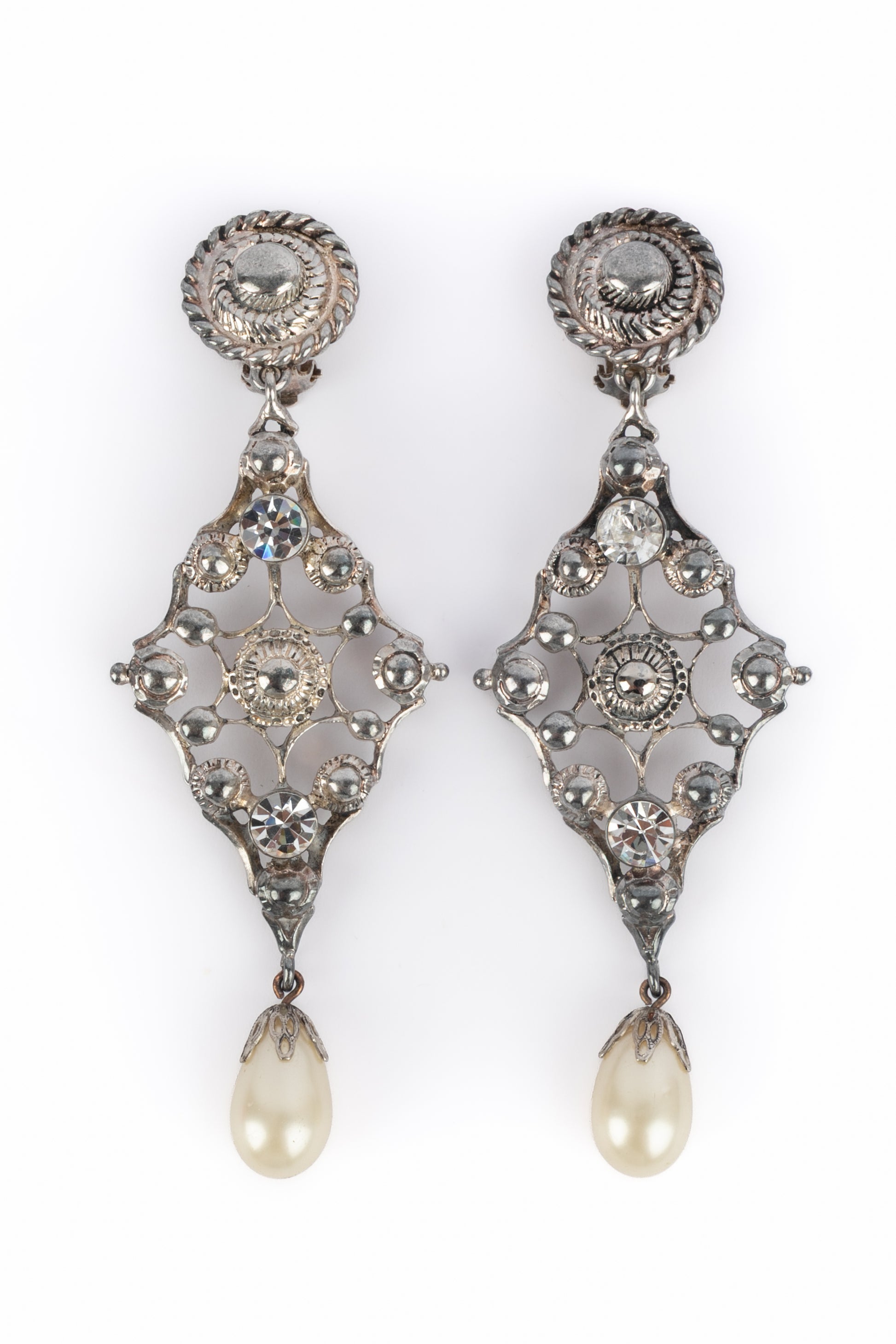 Boucles d'oreilles argentées Dior 1994