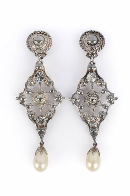 Boucles d'oreilles argentées Dior 1994