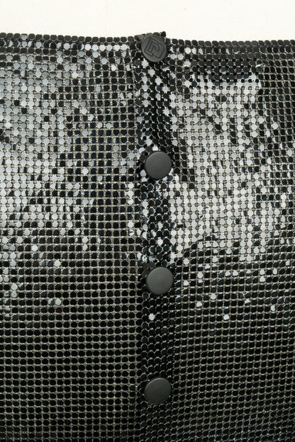 Jupe métallique noire Paco Rabanne