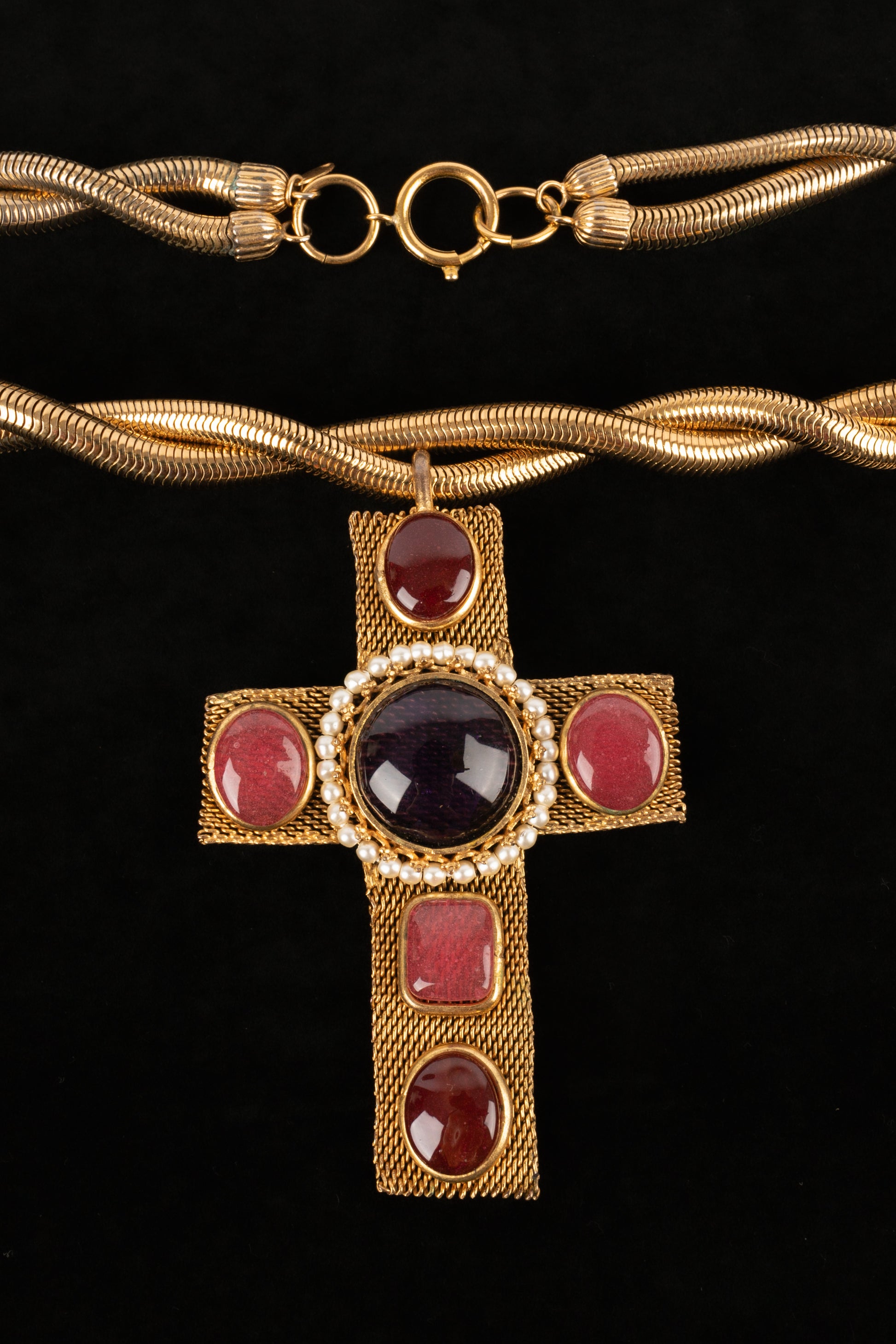 Collier croix Chanel 1980's