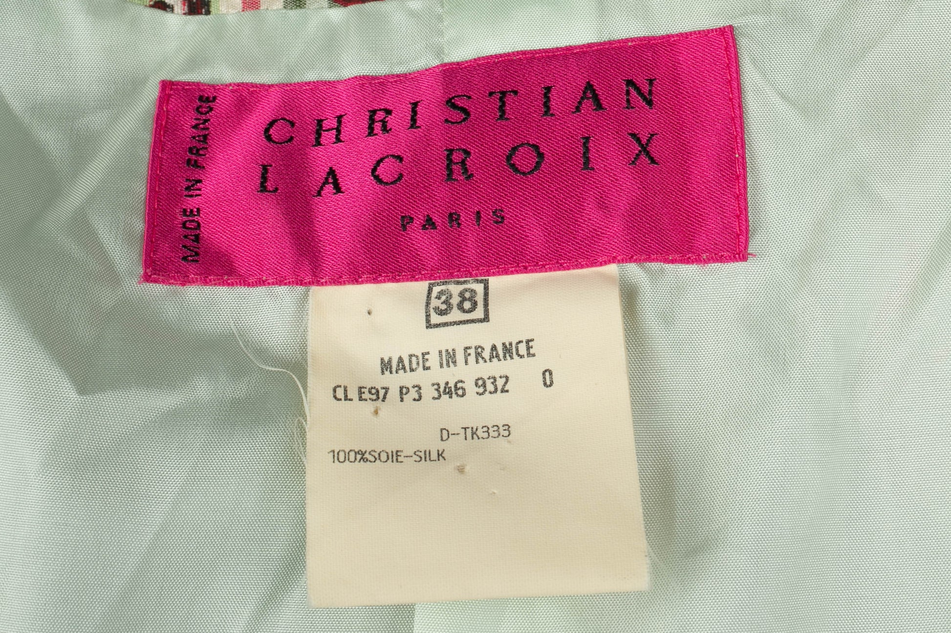 Veste Christian Lacroix Printemps 1997