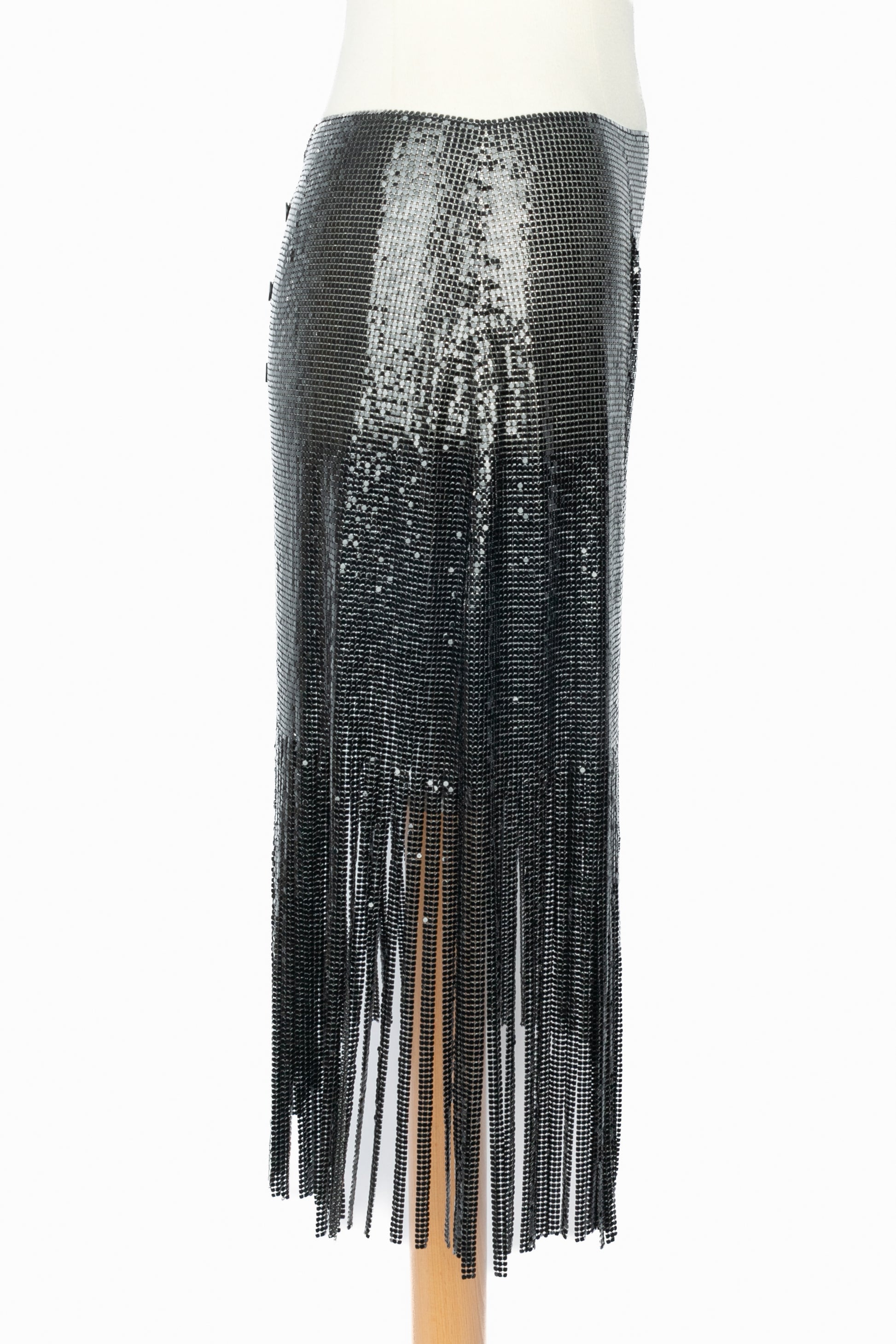 Jupe métallique noire Paco Rabanne