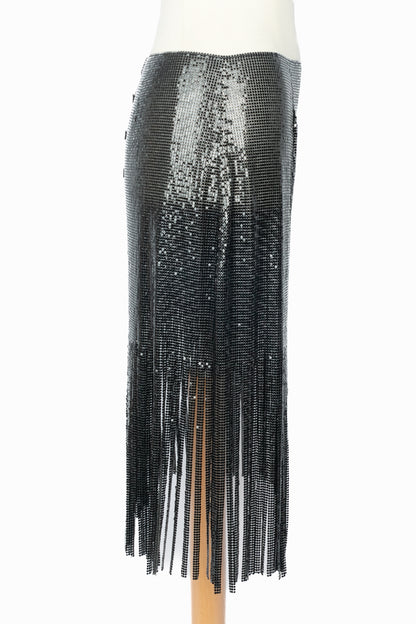 Jupe métallique noire Paco Rabanne