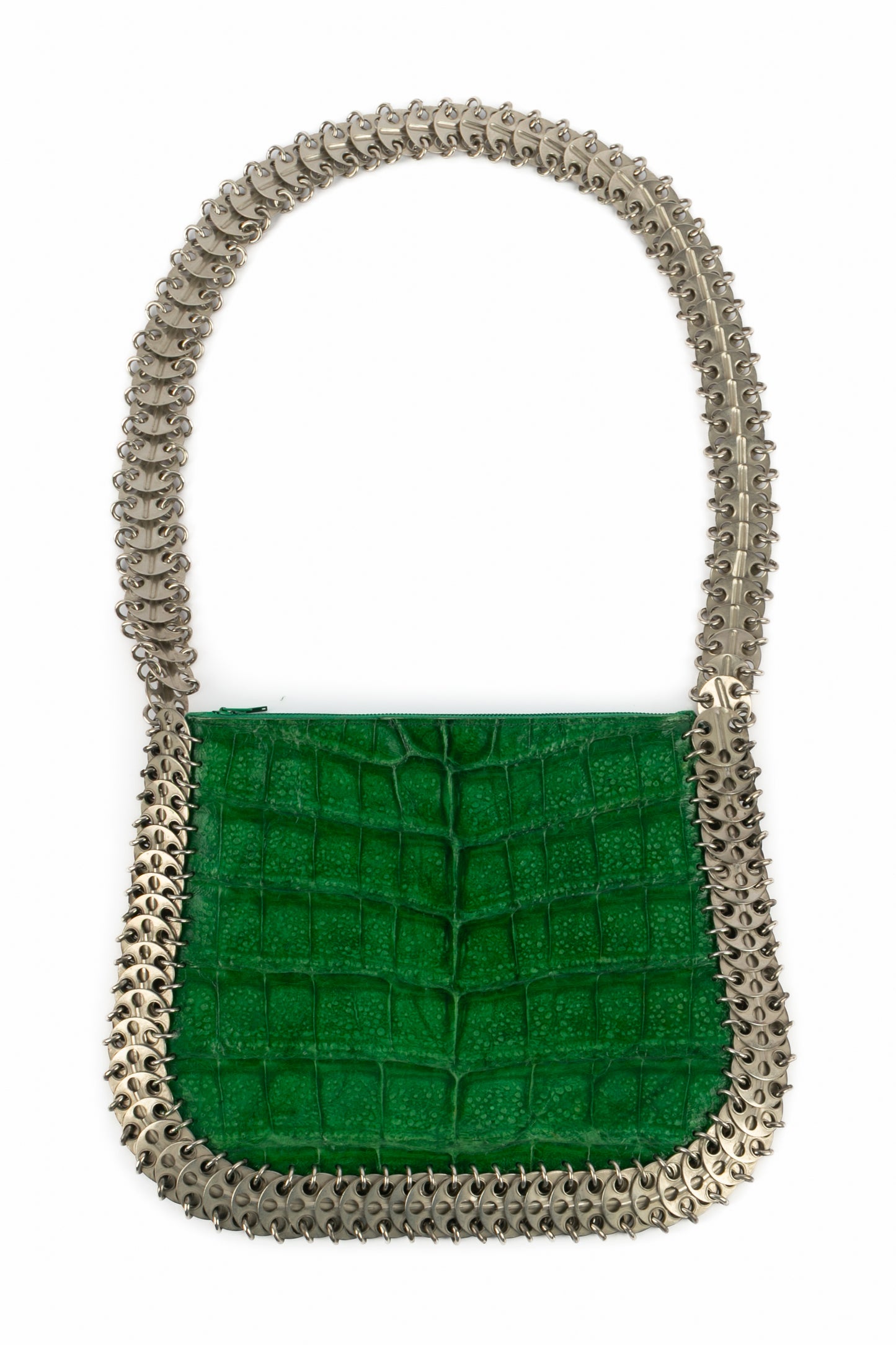 Sac en cuir vert Paco Rabanne