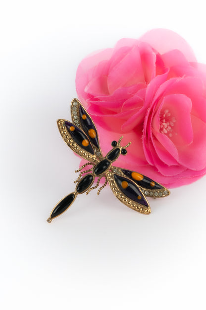 Broche libellule en pâte de verre