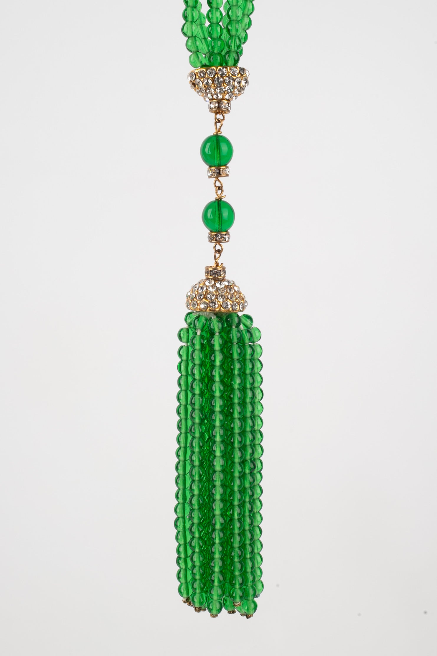 Collier en pâte de verre vert Gripoix