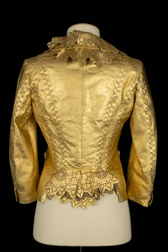 Veste en cuir doré Cavalli