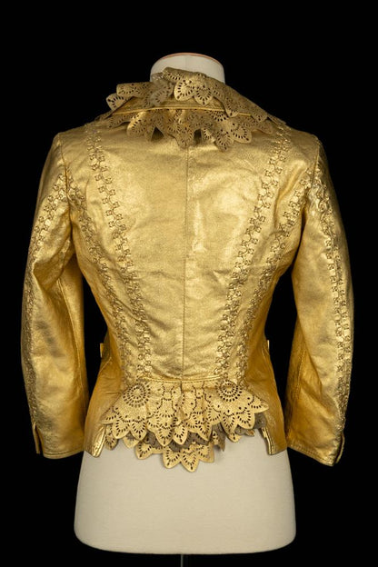 Veste en cuir doré Cavalli