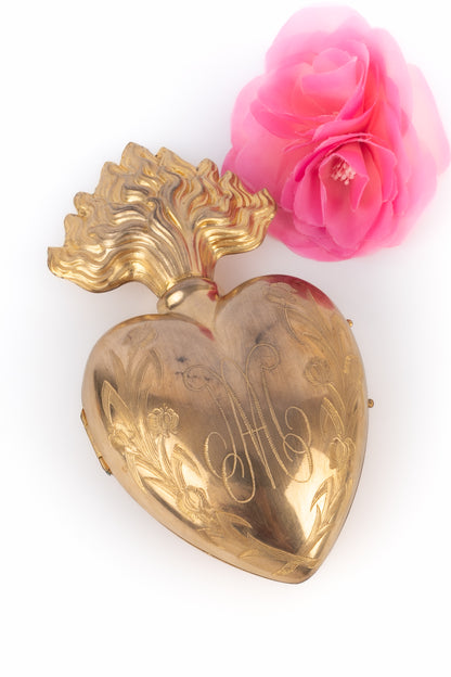 Ex-voto coeur en métal doré 