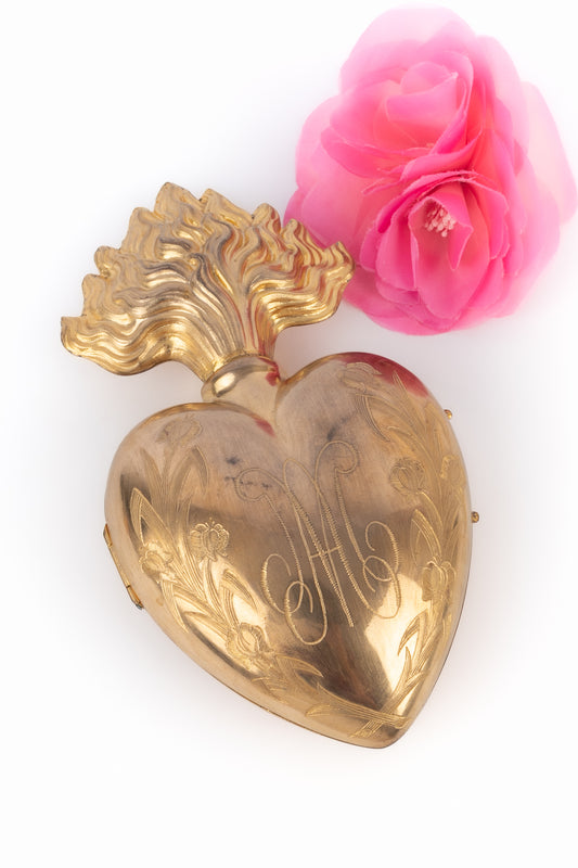 Ex-voto coeur en métal doré 