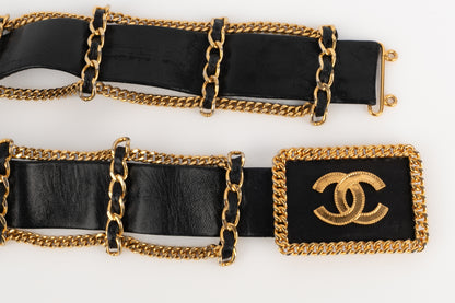 Ceinture en cuir Chanel 1980's