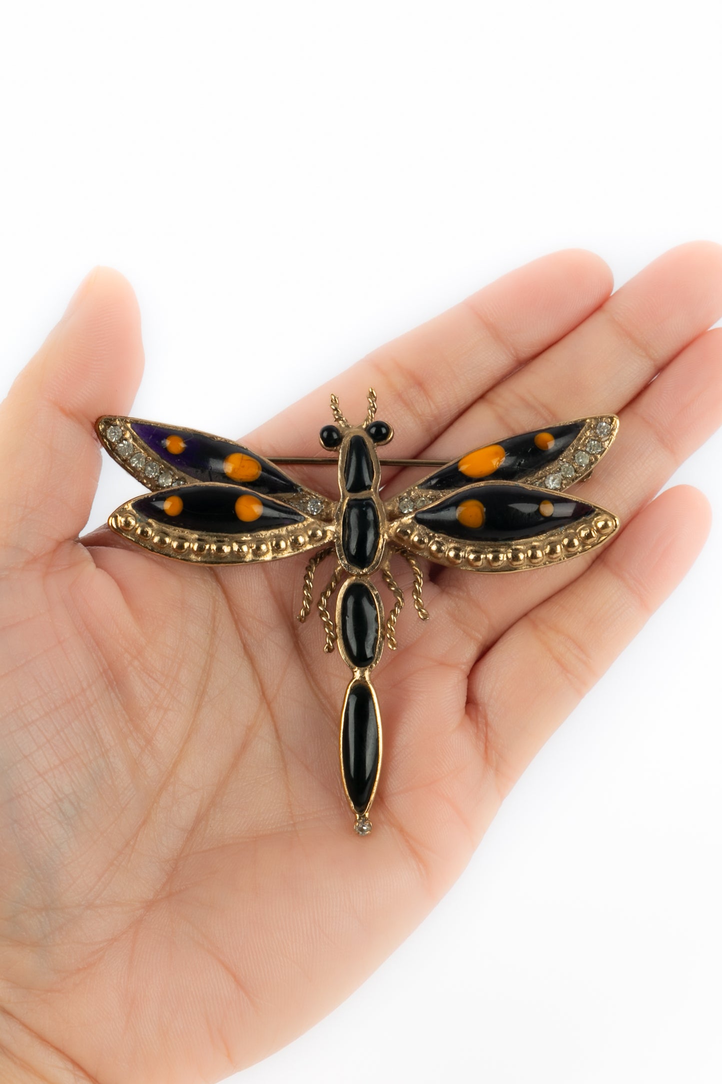 Broche libellule en pâte de verre