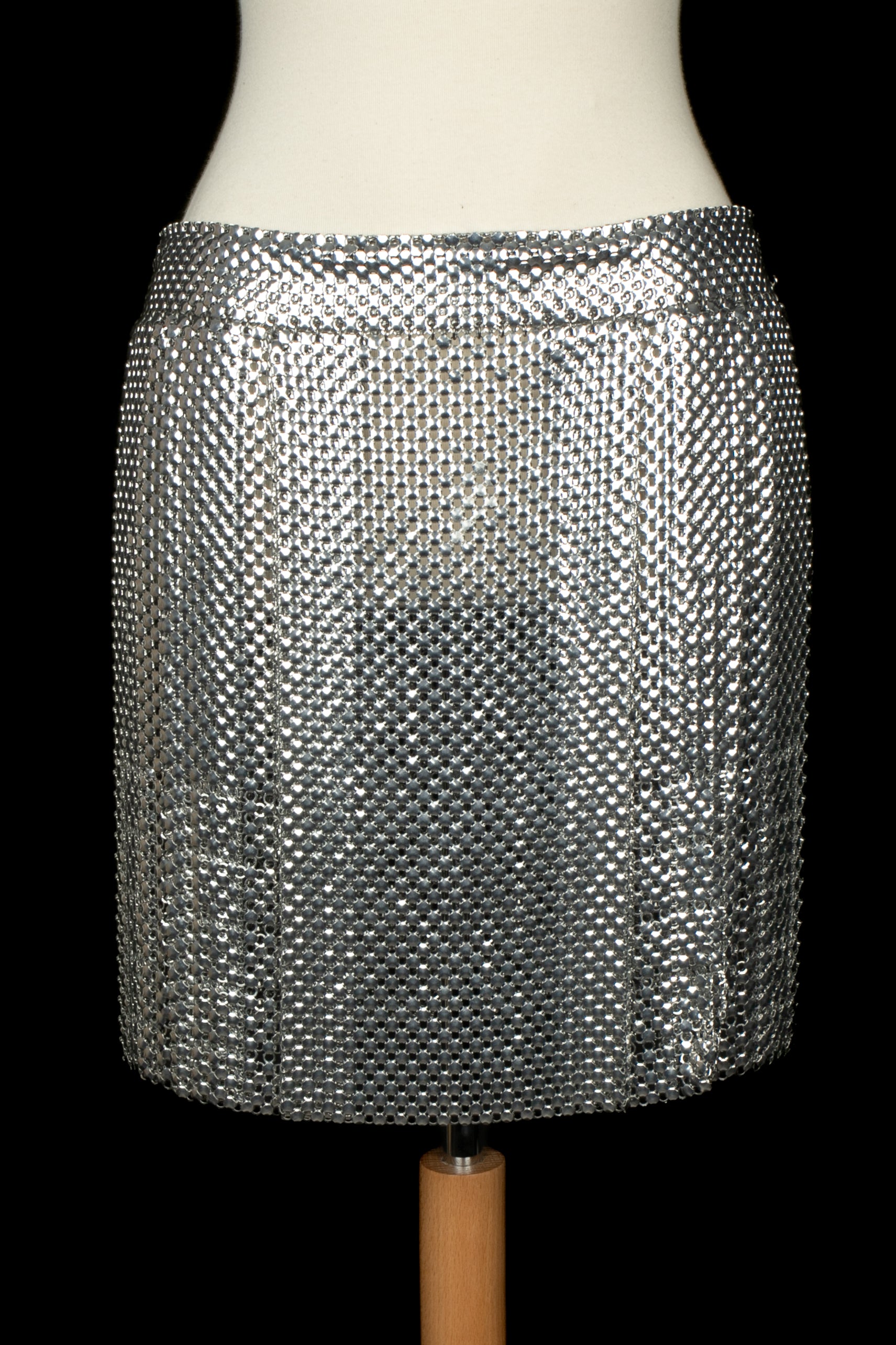 Jupe argentée Paco Rabanne Automne 2013