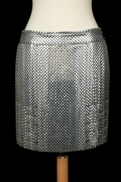 Jupe argentée Paco Rabanne Automne 2013
