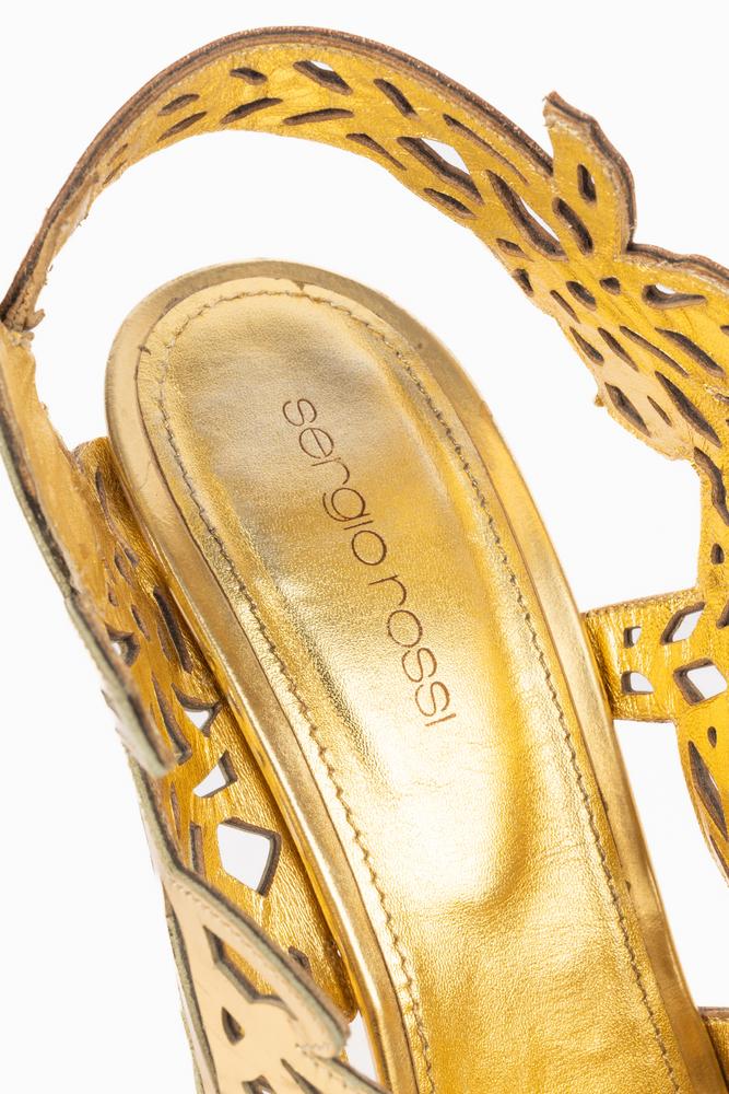 Escarpins en cuir doré Sergio Rossi