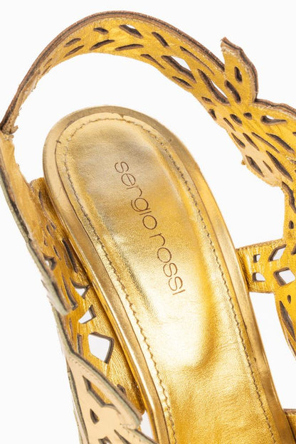 Escarpins en cuir doré Sergio Rossi