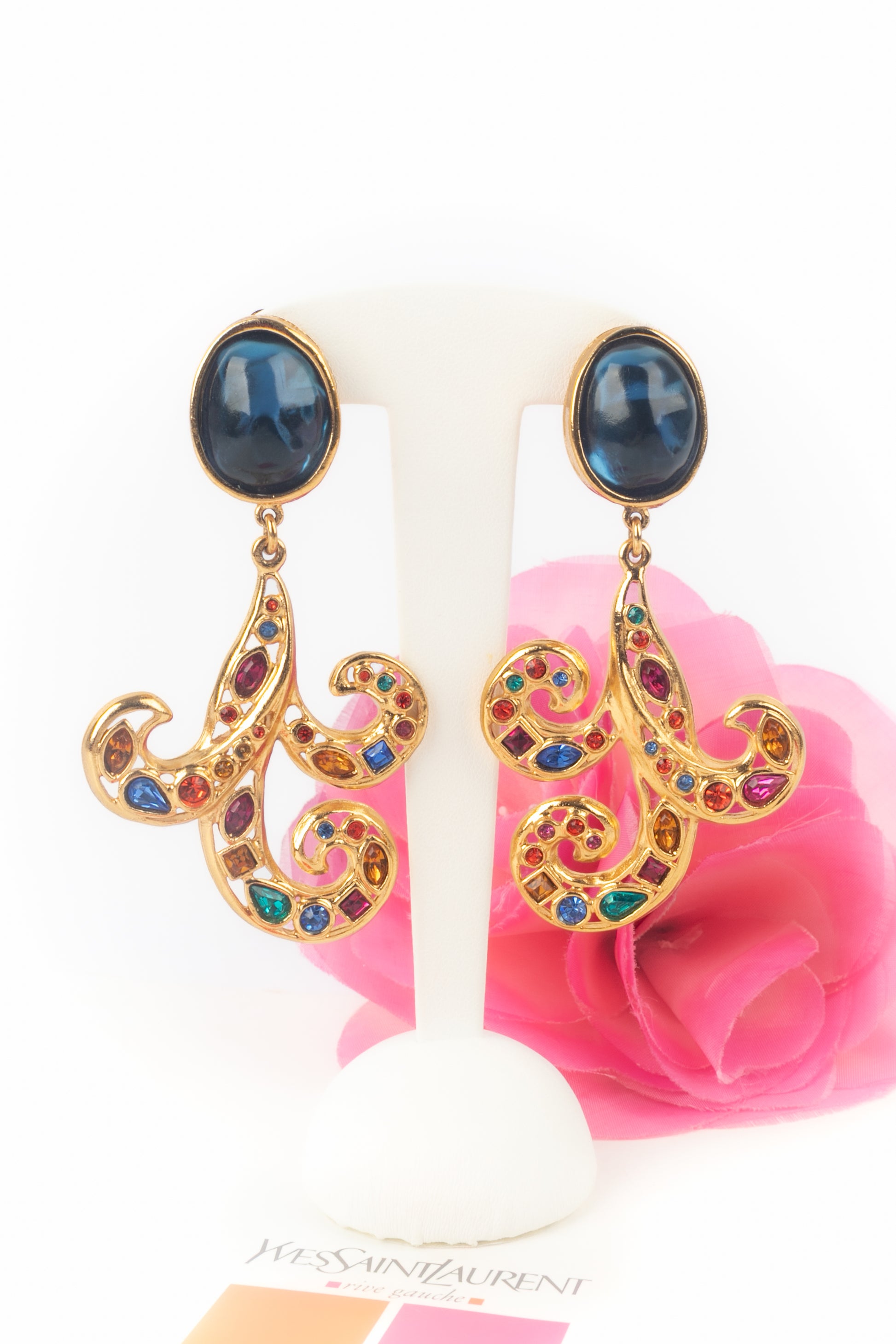 Boucles d'oreilles strass Yves Saint Laurent
