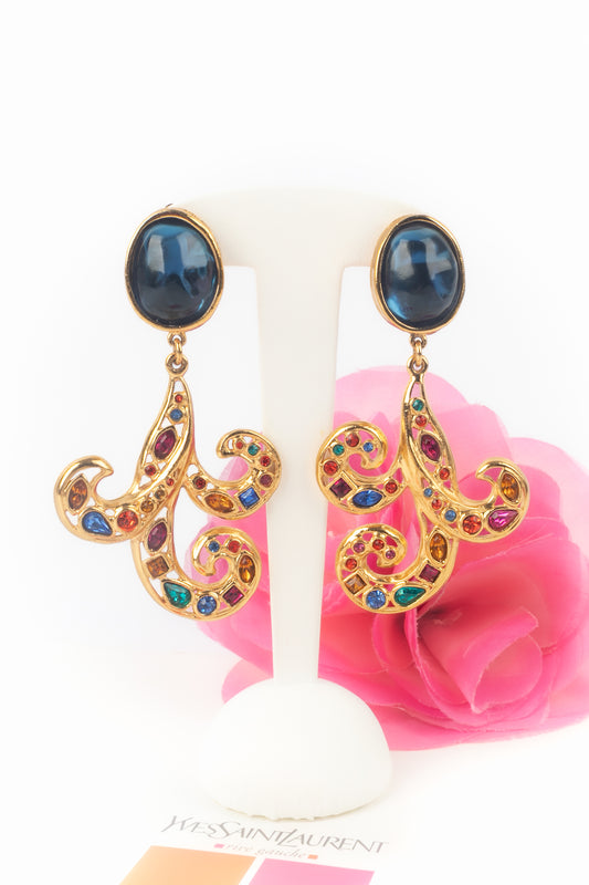 Boucles d'oreilles strass Yves Saint Laurent