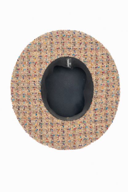 Chapeau canotier Chanel en tweed