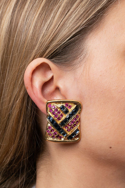 Boucles d'oreilles dorées Yves Saint Laurent