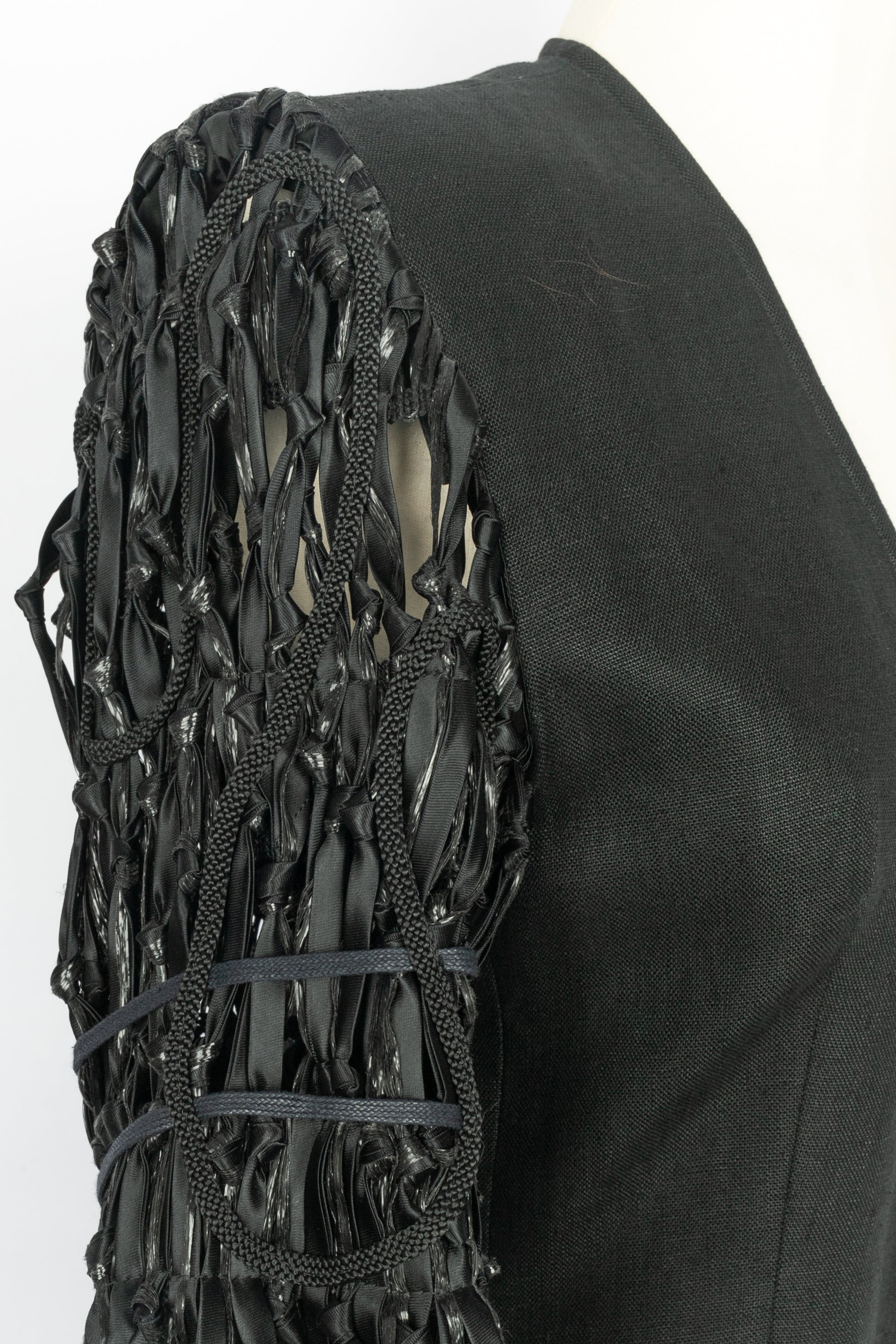 Veste en lin noir Christian Lacroix 1990's