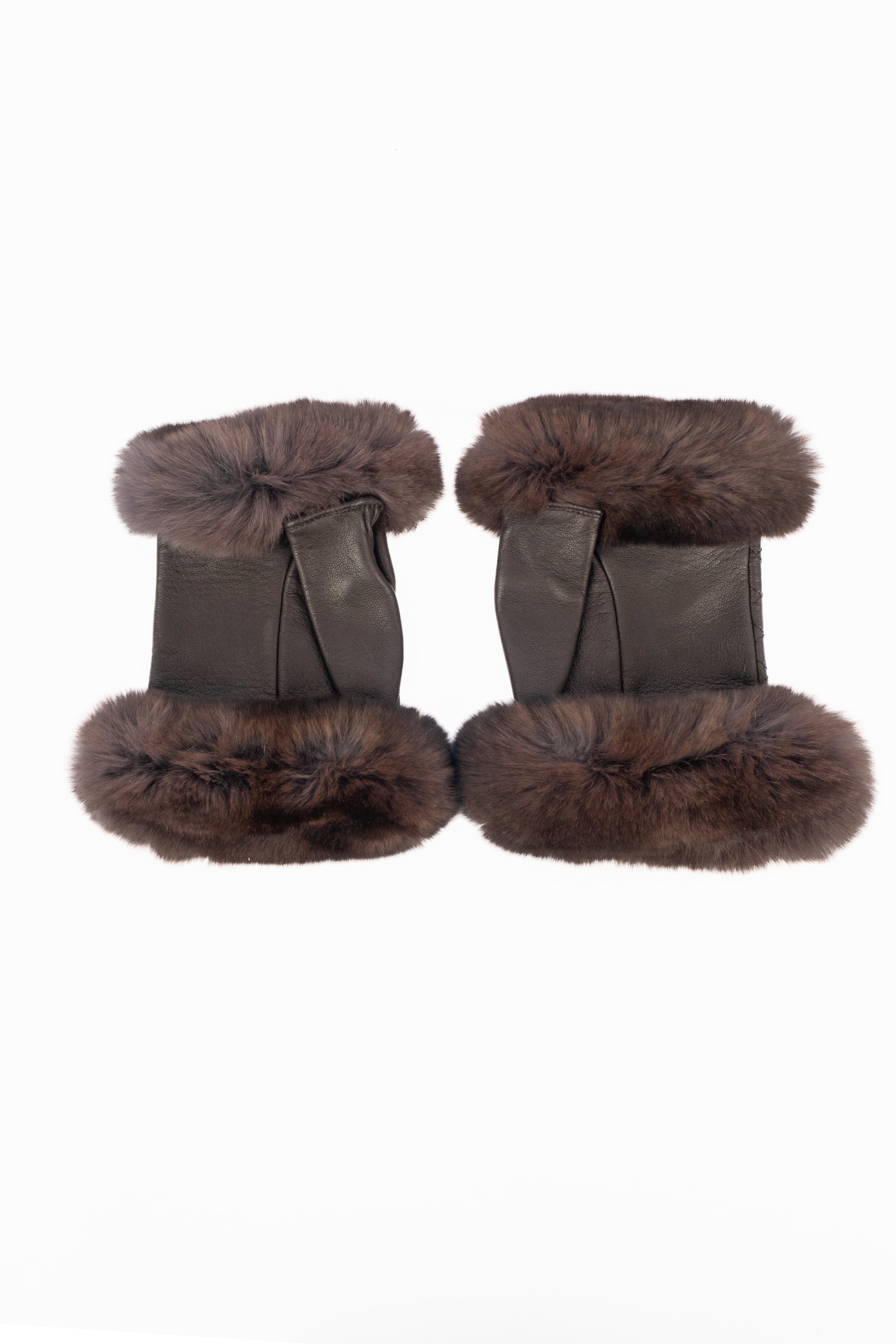 Mitaines en cuir et fourrure Chanel 